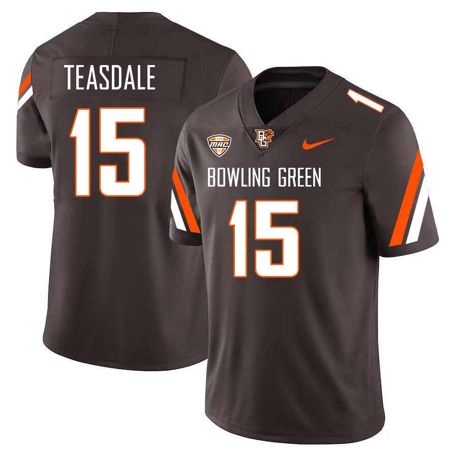 Bowling Green Falcons #15 Coleman Teasdale College Football Jerseys Stitched Sale-Brown